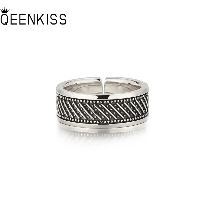 Qeenkiss Silver Vintage Ring for Men Jewelry Birthday Wedding Party Boyfriend Father Gifts - Image 1