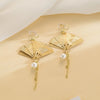 Chinese Retro Carved Phoenix Foldable Folding Fan Handing Earrings for Women Without Piercing Mosquito Coil Clip Tassel Earrings - Image 5