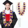 School Color Graduation Ribbon Lei Necklace with Kukui Nuts Flower Ribbon Lei Hawaiian Party Ribbon Lei - Image 2