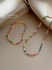 Design Colorful Zircon Chain Necklace Bracelet Jewelry Sets Korean Accessories Gift for Womens - Image 1