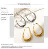Hollow Pear-Shaped Stainless Steel Hoop Earrings in Silver-Tone or Gold-Tone - Image 13