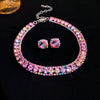 Green Rhinestone Necklace Stud Earrings For Women Crystal Choker Necklaces Ladies Weddings Banquet Jewelry Set K - Image 8