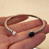 Silver Bracelets for Women Black Beads Accessories Vintage Simple Cute Bear Pendant Party Jewelry - Image 1