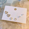 Pink Heart and Bow Stud Earrings Set with Pearl-Style Details - Image 71