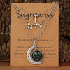 3 Pieces/Set Zodiac Retro Moon Glow Pendant Necklace Set with Birthstone Cards, Birthday Gift for Besties and BFFs - Image 9