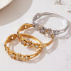 316 Stainless Steel Gold-Plated Shiny Zircon Square Cuff Bracelet Women's Double-Layer Openwork Star Heart Thick Bangle Jewelry - Image 5