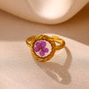 Heart Oval Eternity Flower Ring for Women Stainless Steel Gold Color Open Rings Summer Dopamine Jewelry - Image 4