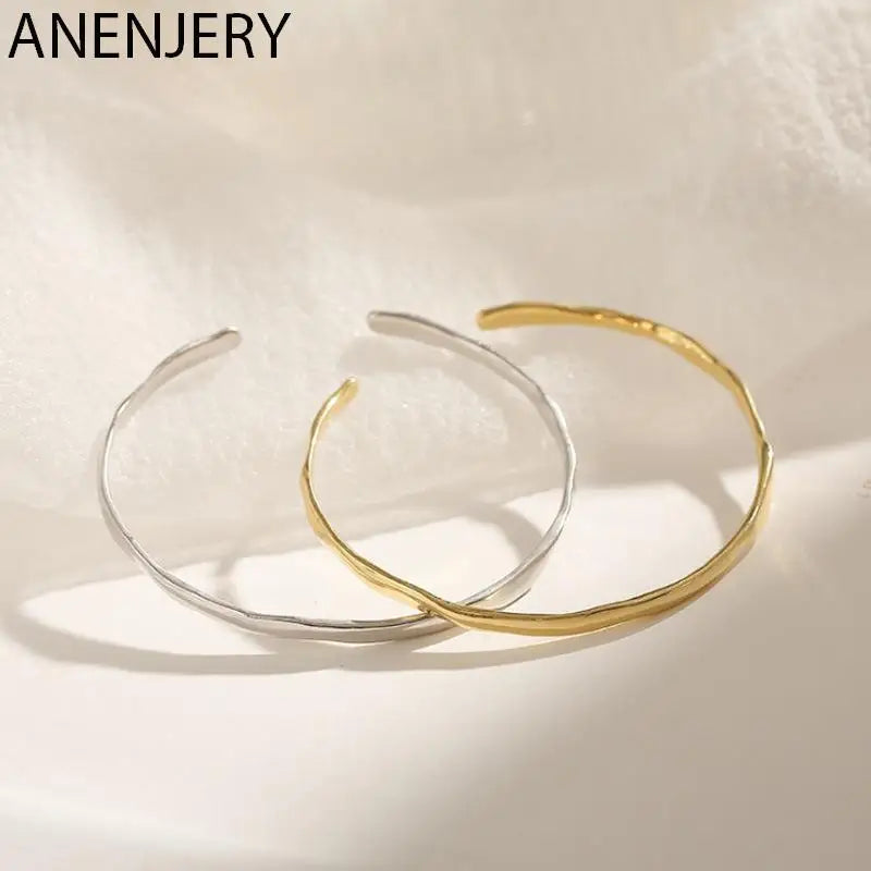Silver Color Irregular Open Cuff Bracelet for Women Men High Polish Bangle Jewelry Adjustable - Image 1