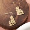 Vintage Hand Craved Hollowed Cat Shaped Dangle Earrings for Women's Golden Plated Festival Jewelry Accessories - Image 6