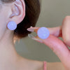 Pink Blue Oil-dropping Round Oval Stud Earrings Unique Design Bean Beads Ear Studs Earrings Temperament Ear Accessories - Image 19