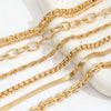6Pcs Simple Punk Chunky Chain Bracelet Set Metal Link Chain Combo, Ensemble With Rope, Snake,Twisted Designs Bracelet Jewelry - Image 3