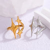 Stainless Steel Y2K Celestial Star Open Rings for Women Men Unique Design Gold Silver Color Adjustable Ring Jewelry - Image 2