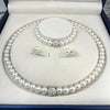 3 Pcs set Imitation Pearl Fireball Necklace Bracelet Earring Stud Jewelry Set Silver Color Crystal Stone Elegant Bridal Jewelry - Image 2