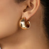 Stainless Steel Smooth Metal Chunky Dome Drop Earrings for Women Thick C-Shaped Hoop Earrings Punk Aesthetics Jewelry - Image 2