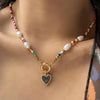 Ywzixln Bohemian Colorful Beads Chain Necklaces White Heart Pendant Jewelry For Women Valentine's Accessories - Image 1