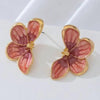 Vintage Blue Drip Oil Flower Stud Flower for Women Metal Four Petal Floral Temperament Earrings Wear Jewelry Gift - Image 3