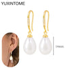 Silver Needle Pearls Stud Earrings For Women Geometry Pearls Pendant Earings Jewelry Party Gifts - Image 18