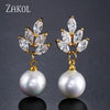 Bohemian White Pearl Drop Earrings for Women Cubic Zircon Leaf Dangle Earring Korea Bridal Wedding Jewelry Gift - Image 8