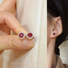 Korean Silver Cute Round Crystal Stud Earrings for Women Wedding Party Jewelry Gift - Image 4