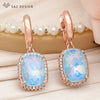 Elegant Rectangle Crystal Dangle Earrings For Women Wedding Rose Gold Color Cubic Zirconia Jewelry - Image 4