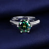 Silver Multicolor Green Ring Adjustable Open Band Women's Engagement Wedding Jewelry Gift - Image 5