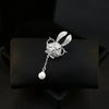 Glasses Rabbit Brooch Animal Lapel Pin for Women Elegant Rhinestone Jewelry with Pearl Pendant, Coat Shawl Wedding Gift - Image 4
