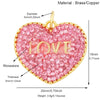 Brass Heart with CZ Zirconia Paved Charm Pendant, Gold Plated Zircon Jewelry Finding Supplies - Image 22