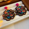 Colorful Rice Beads Embroidered Flower Earrings for Women Unique Design Drop Earring Retro Delicate Jewelry - Image 3