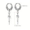 2pcs Stainless Steel Dragon Coil Sword Pendant Drop Hoop Earrings Unique Punk Hip Hop Style for Men Women Daily Wear Jewelry - Image 5