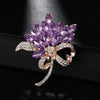Temperament Purple Crystal Flower Brooches for Women Shiny Full of Zircon Pins Suit Jewelry Party Accessory Gift - Image 1