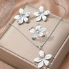 Stainless Steel Simple Exaggerated Large Flowers Pendant Necklace Ring Earrings Jewelry Set Female Creative Gift - Image 6