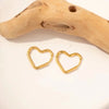 2pcs Gold Color Stainless Steel Heart Earrings Studs For Women Girl, Simple Punk Hoop Earrings Piercing Jewelry Gift - Image 1