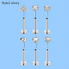 Six-Piece Stainless Steel Labret Piercing Stud Set with 1.2 x 8 mm Bar - Image 5
