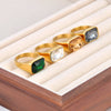 Rectangular Cubic Zirconia Stainless Steel Ring in Multiple Stone Colors - Image 5