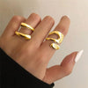 3Pcs/Set Gold Color Smooth Geometric Open Rings Set For Women Exaggerated Metal Irregular Thick Chunky Ring Jewelry Gift - Image 16