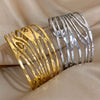 Irregular Geometric Hollow Stainless Steel Cuff Bracelet Exaggerated Gold Silver Color Wide Open Bangles Jewelry - Image 3