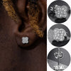 Lucky Clover Petal Earrings For Women Men hip-hop Iced Out Zirconia Blingbling Silver Color Stud Earings Jewelry -1 - Image 2