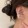 Silver Clip Earrings Cuff Elegant Bowtie Ribbon White Ballet For Women Girl Gift Jewelry - Image 3
