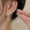 Zircon Christmas Snowflake Stud Earrings For Women Temperament Waterdrop Tassel Snow Flower Earring Party Jewelry - Image 8