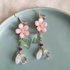 Spring Pink Flower Dangle Earrings for Women, Fairy Charms Floral Leaf Earrings Summer Holiday Pendants Earrings Jewelry Gifts - Image 3