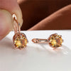 Cute Female Crystal Blue Round Stone Earrings Simple Crown Rose Gold Color Bride Jewelry For Women - Image 7