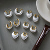 Elegant Gold Color Plated White Resin Pearl Smooth Earring Stainless Steel Jewelry - Image 2