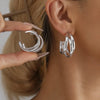 Stainless Steel Chunky Knot Earrings for Women Vintage Simple Multi-layer Circle Round Drop Earrings Punk Jewelry Gifts - Image 13