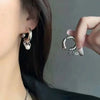 Punk Gothic Metal Pearl Tassel Earrings for Women Men Before After Detachable Wearing Dangle Earring Jewelry Gift - Image 1