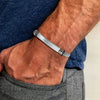 Free Custom Bracelets for Men, Engraved Stainless Steel Bangle with Mesh Band, Personalized Gift for Him - Image 2