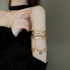 Punk Gold Plated Stainless Steel Open Bracelet Vintage Portrait Coin Long Tassel Arm Bracelets Bangle Ladies Hand Jewelry K - Image 2