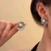 Vintage Elegant Blue Crystal Shell Pearl Conch Shape Stud Earrings for Women Simple Geometry Round Jewelry Party Gift - Image 4