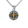 Two Tone Compass Pendant men's Necklace Stainless Steel Retro Hip-hop Style Silver Color Neck Chain Jewelry - Image 5