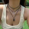 3Pcs/Set Goth Boho Pentagonal Star Crystal Leather Wax Thread Chain Necklace for Women Multilayer Choker Halloween Jewelry Gifts - Image 7