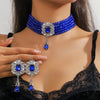 Fyuan Multilayer Green Red Blue Black Crystal Necklace Geometric Hollow Alloy Earrings For Women Weddings Banquet Jewelry Sets - Image 4